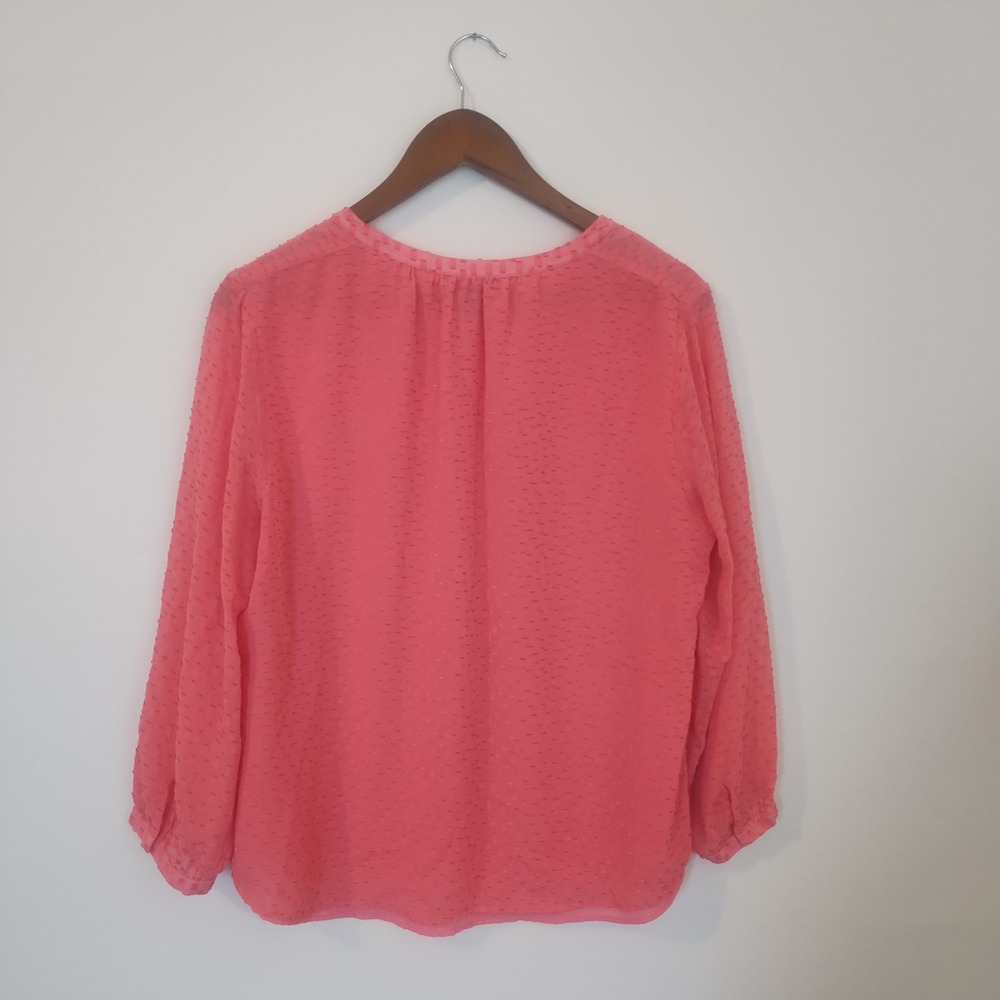 J.Crew Silk Blend Blouse Womens 12 Pink V-Neck Long Sleeve Classic Luxe - Picture 3 of 9